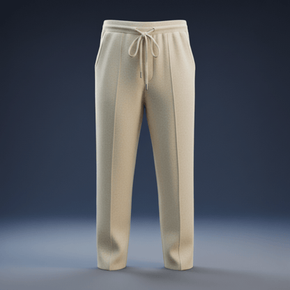 Relaxed fit knit drawstring pants with front seam detail for men | Solenne
