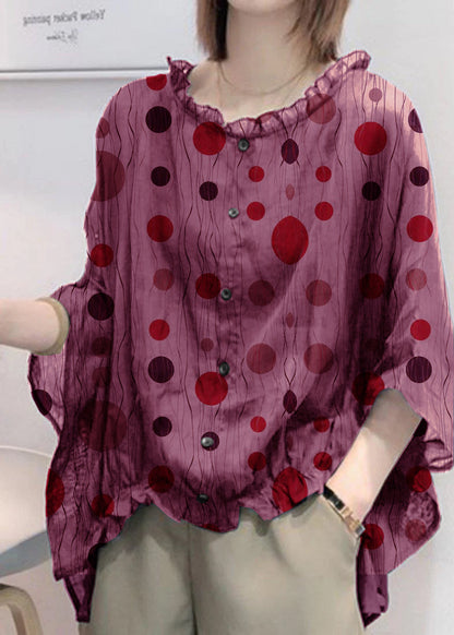 Ruffled trim half-sleeve plus-size blouse for women -17