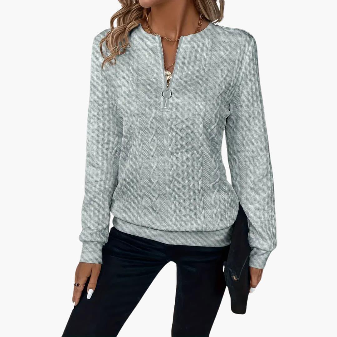 Cosy cable-knit half-zip pullover for women -5