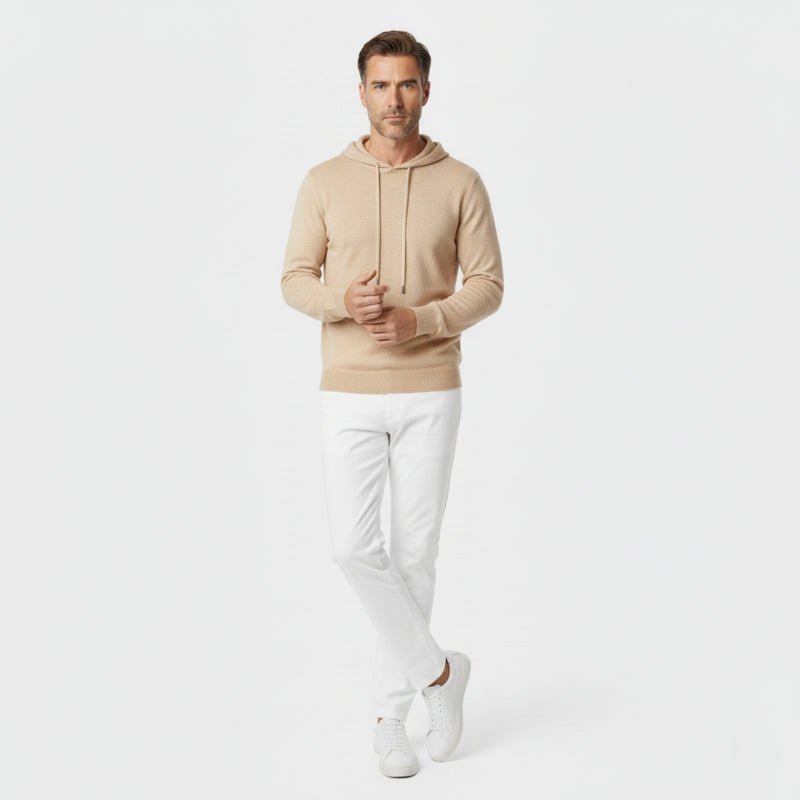 Lightweight structured knit hoodie with adjustable hood for men | Avenor