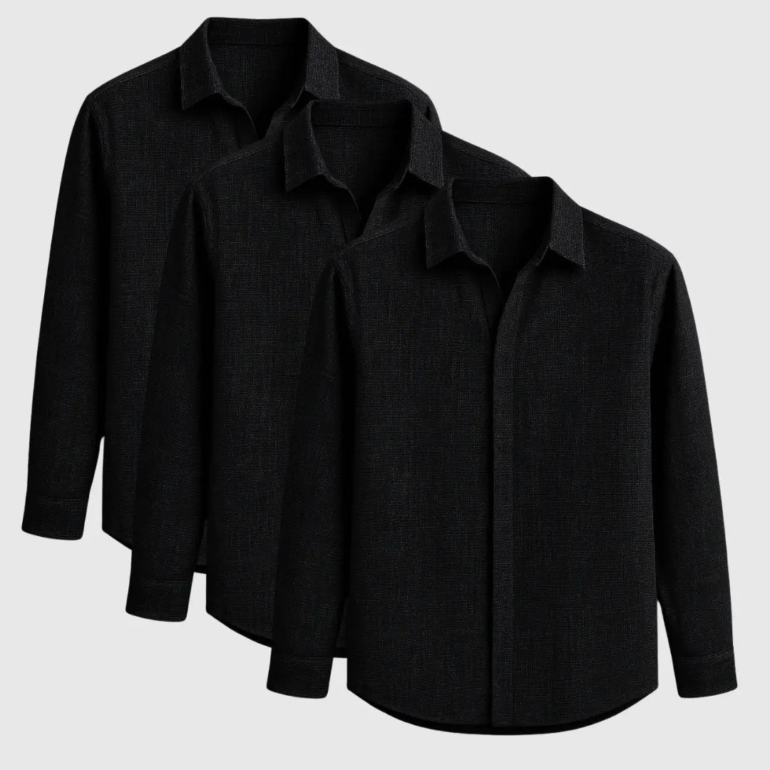 Breathable long-sleeve signature linen shirt for men | Luca Romano -4