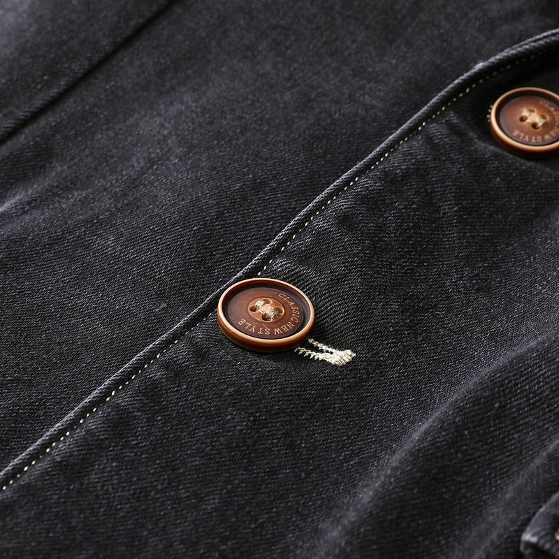 Structured cotton blend blazer with contrast stitching for men | Calder