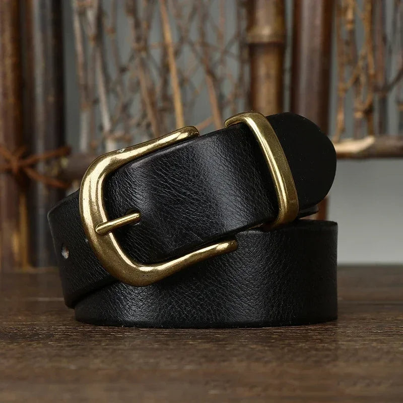 Classic adjustable waist belt with brass buckle for men | Arden