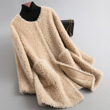 Luxurious fluffy shearling fur coat for women | Olivia -1