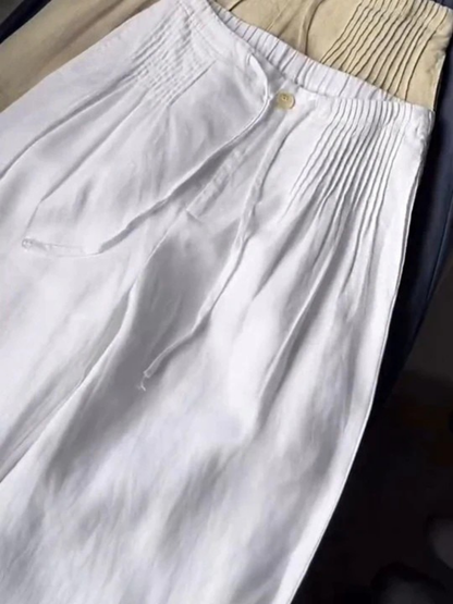 Wide leg breathable blend pants with relaxed drape for women | Camille