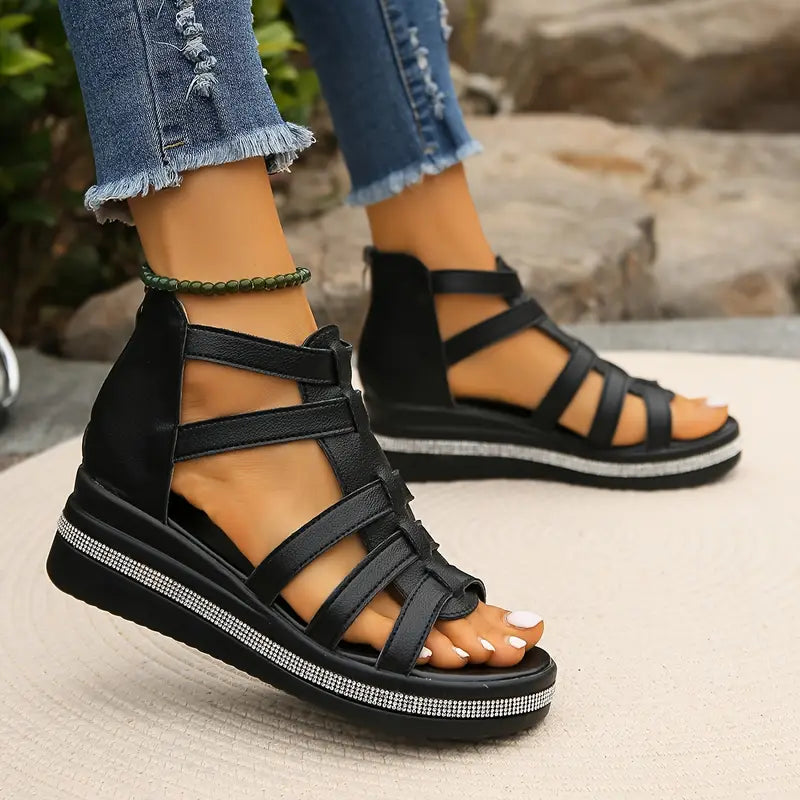 Supportive gladiator sandals with adjustable straps and platform sole for women | Capri
