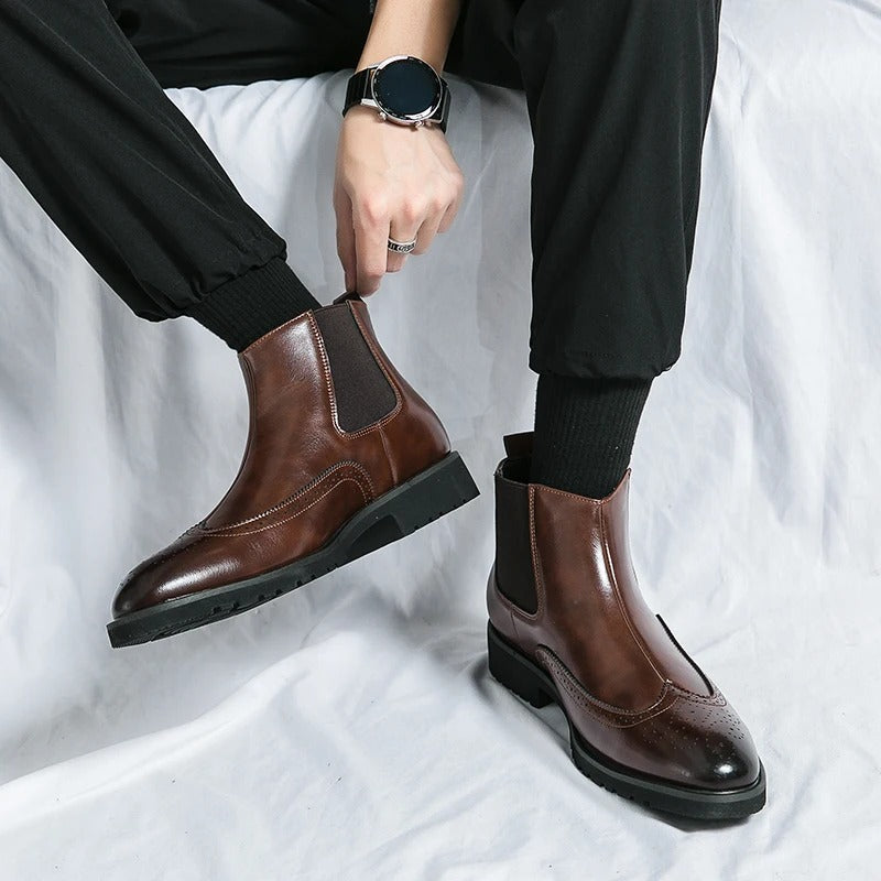 Classic leather brogue chelsea boots for men | Alden -8