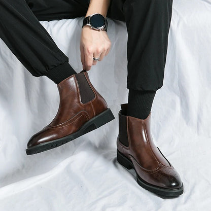 Classic leather brogue chelsea boots for men | Alden -8