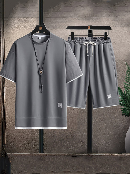 Waffle knit lounge set with relaxed fit silhouette for men | Orion