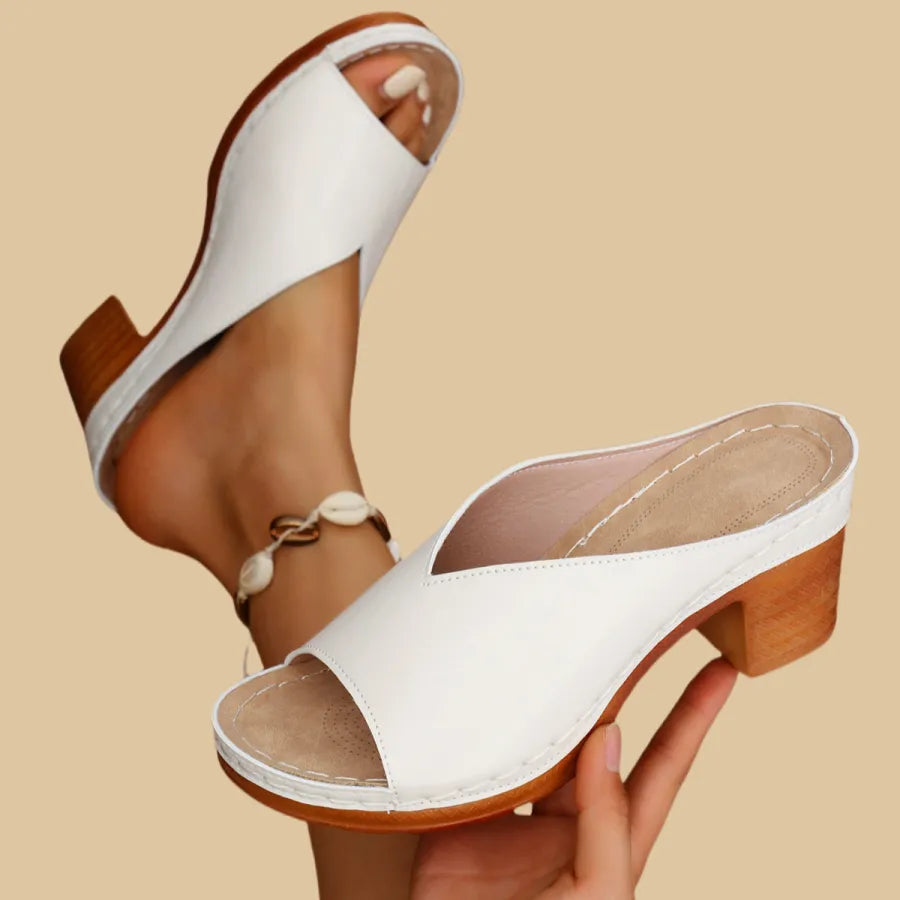 Supportive block heel mule sandals with cushioned insole for women | Verona