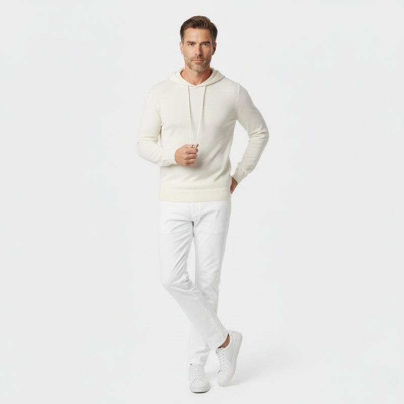 Lightweight structured knit hoodie with adjustable hood for men | Avenor