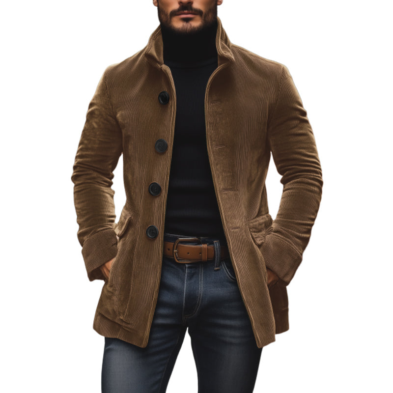 Slim-fit cord stand-collar winter coat for men | Emerson -9
