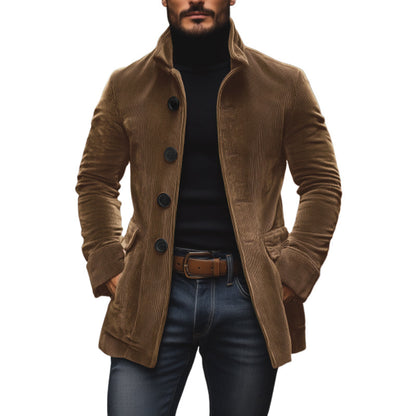 Slim-fit cord stand-collar winter coat for men | Emerson -9