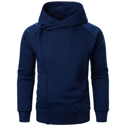 Asymmetric zip hoodie with sculpted crossover hood design for men | Crossover