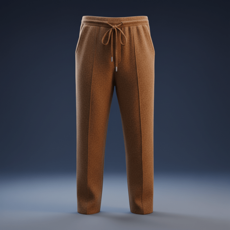Relaxed fit knit drawstring pants with front seam detail for men | Solenne