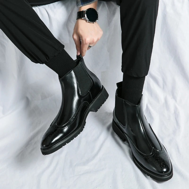 Classic leather brogue chelsea boots for men | Alden -19
