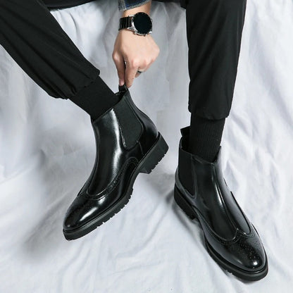 Classic leather brogue chelsea boots for men | Alden -19