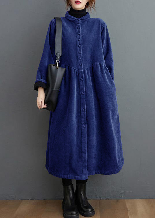Elegant cinched corduroy longline coat for women -12