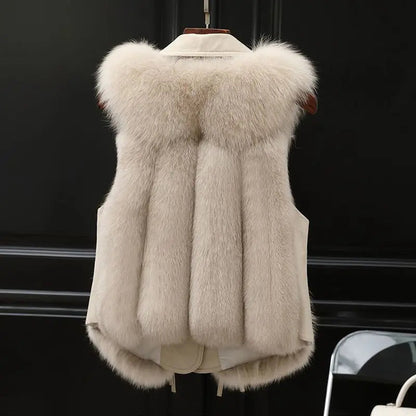 Oversized lapel winter gilet with adjustable waist tie detail for women | Empress