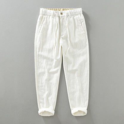 Lightweight tapered drawstring pants with textured finish for men | Braven