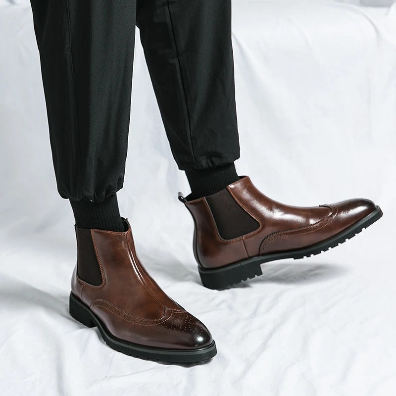 Classic leather brogue chelsea boots for men | Alden -13