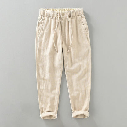 Lightweight tapered drawstring pants with textured finish for men | Braven