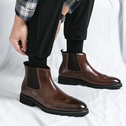 Classic leather brogue chelsea boots for men | Alden -6