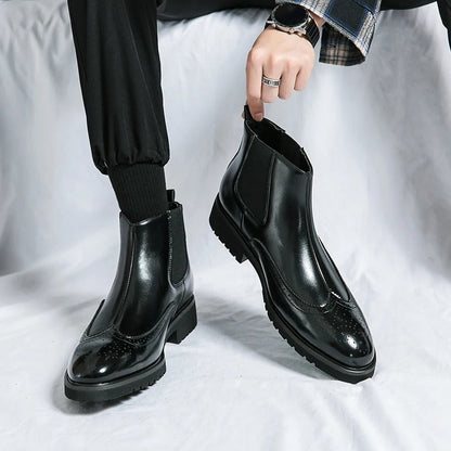Classic leather brogue chelsea boots for men | Alden -17