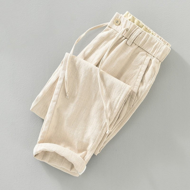 Lightweight tapered drawstring pants with textured finish for men | Braven