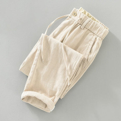 Lightweight tapered drawstring pants with textured finish for men | Braven
