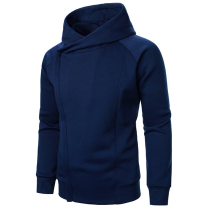 Asymmetric zip hoodie with sculpted crossover hood design for men | Crossover