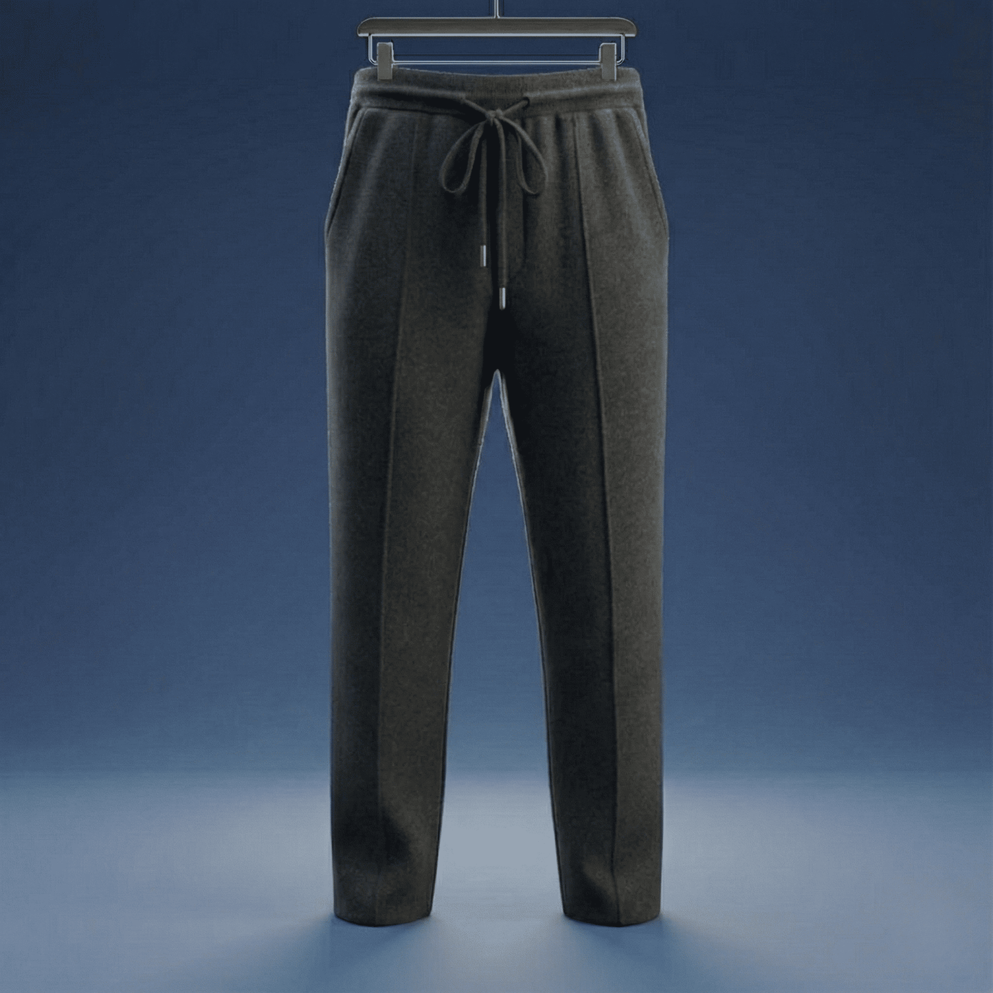 Relaxed fit knit drawstring pants with front seam detail for men | Solenne