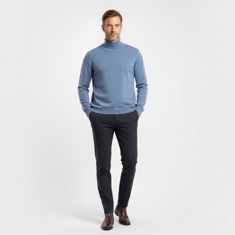 Lightweight refined knit turtleneck sweater with tailored fit for men | Sorren