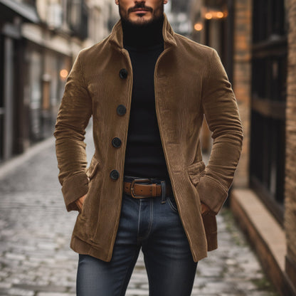 Slim-fit cord stand-collar winter coat for men | Emerson -10