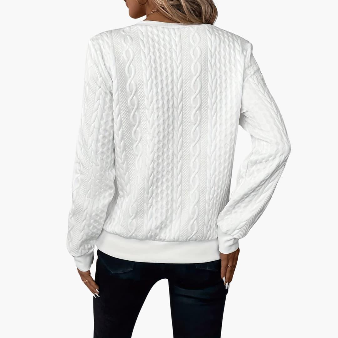 Cosy cable-knit half-zip pullover for women -3