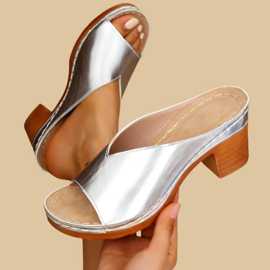 Supportive block heel mule sandals with cushioned insole for women | Verona
