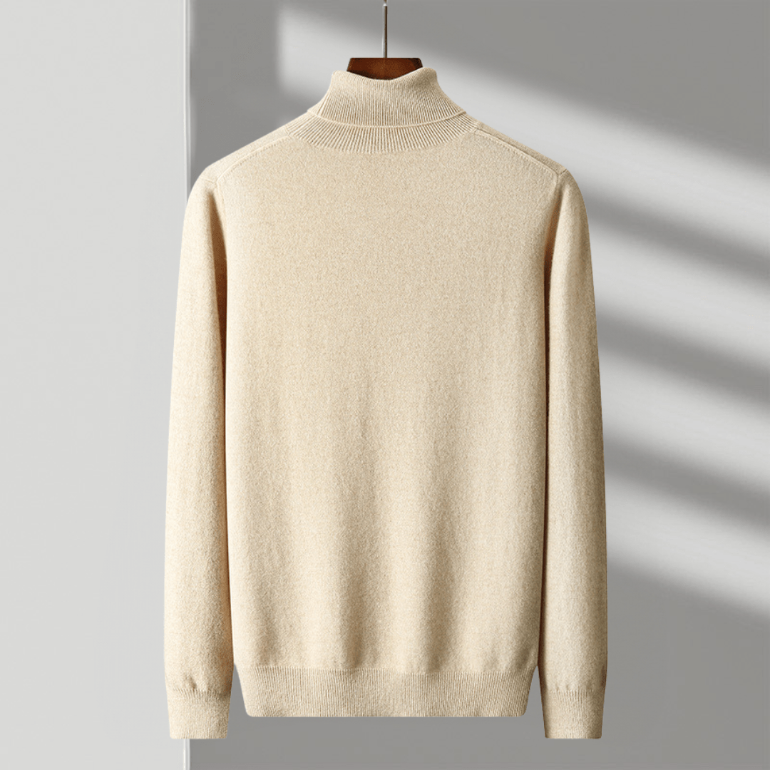 Lightweight refined knit turtleneck sweater with tailored fit for men | Sorren