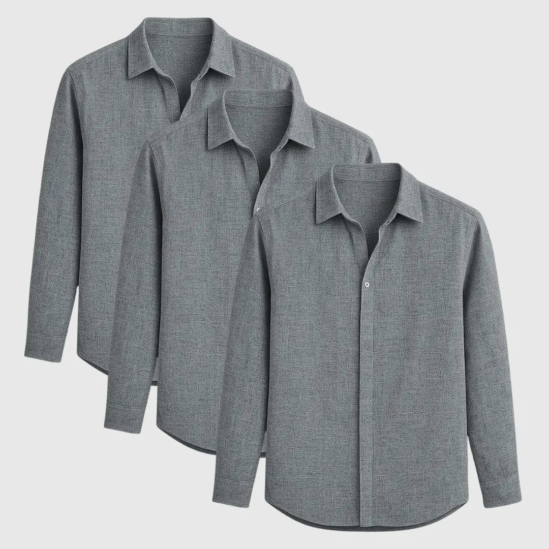 Breathable long-sleeve signature linen shirt for men | Luca Romano -5
