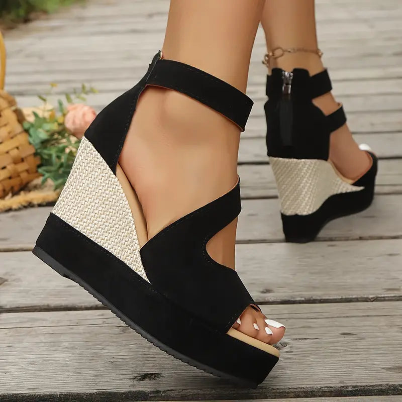 Supportive wedge sandals with elastic strap design for women | Valencia