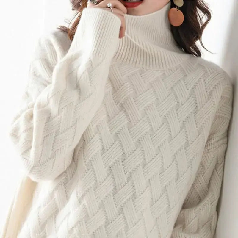 Cosy textured turtleneck sweater for women | Isabella -1