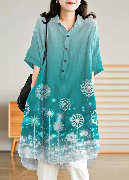 Casual linen shirt dress for women | Jade Green -6