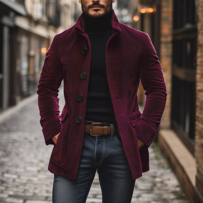 Slim-fit cord stand-collar winter coat for men | Emerson -14