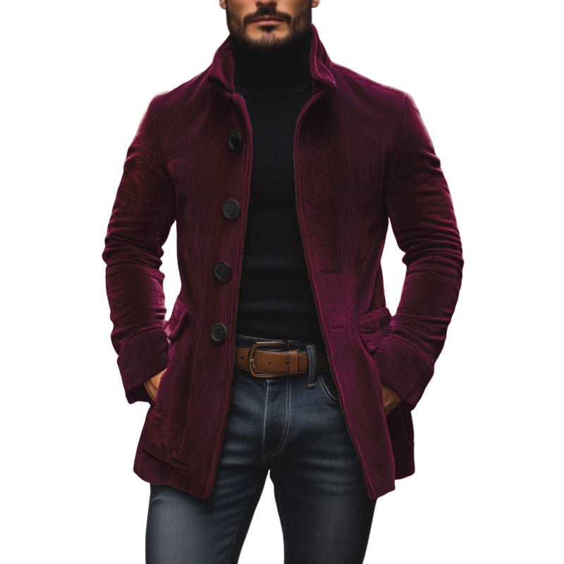 Slim-fit cord stand-collar winter coat for men | Emerson -13