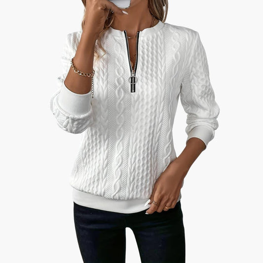 Cosy cable-knit half-zip pullover for women -1