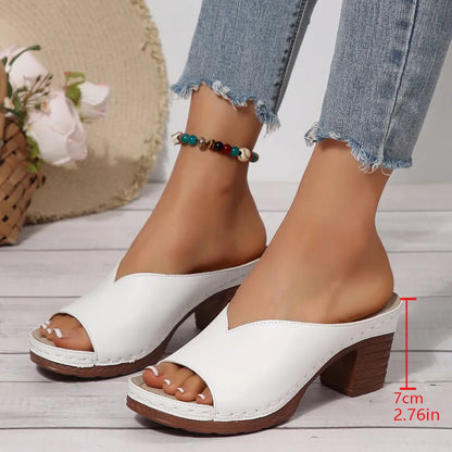Supportive block heel mule sandals with cushioned insole for women | Verona