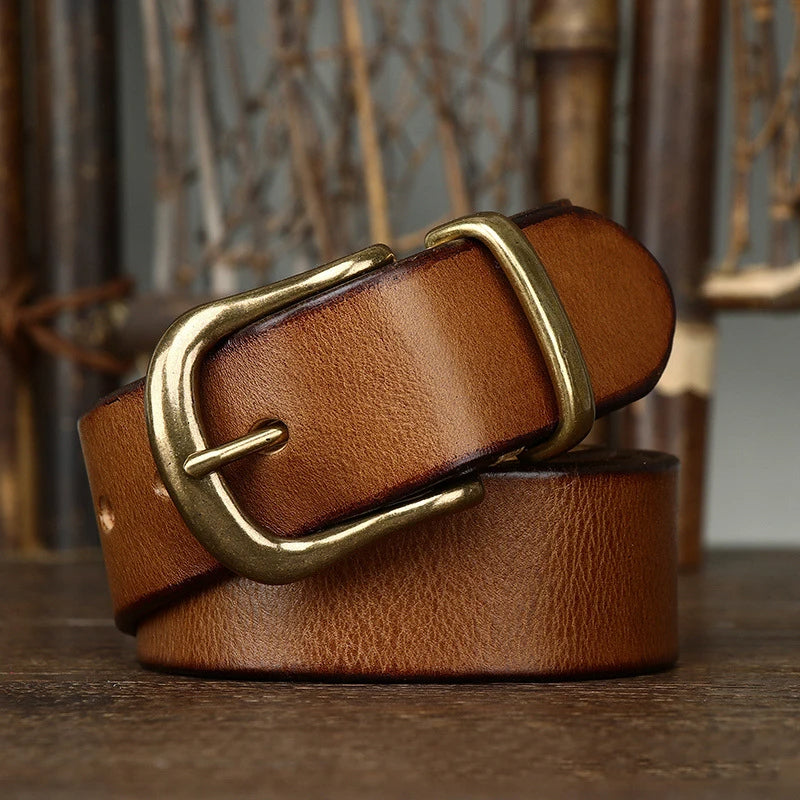 Classic adjustable waist belt with brass buckle for men | Arden