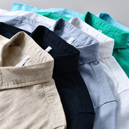 Lightweight short sleeve button front shirt with chest pocket for men | Brisa
