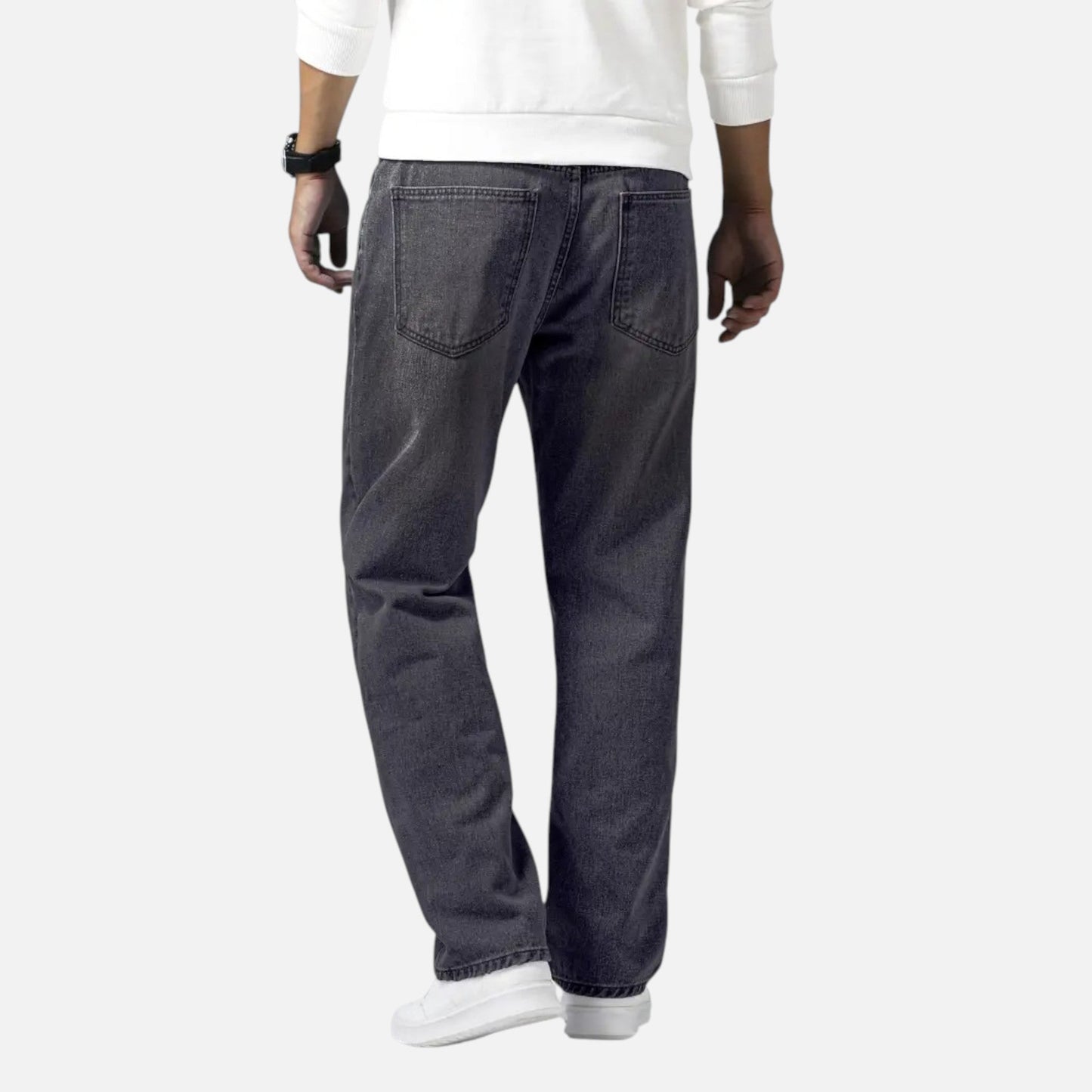 Relaxed straight-leg denim jeans with exposed seams for men | Kellan