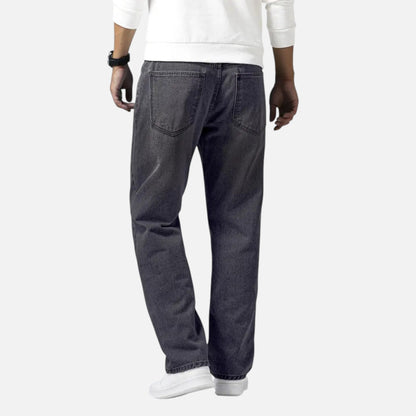 Relaxed straight-leg denim jeans with exposed seams for men | Kellan