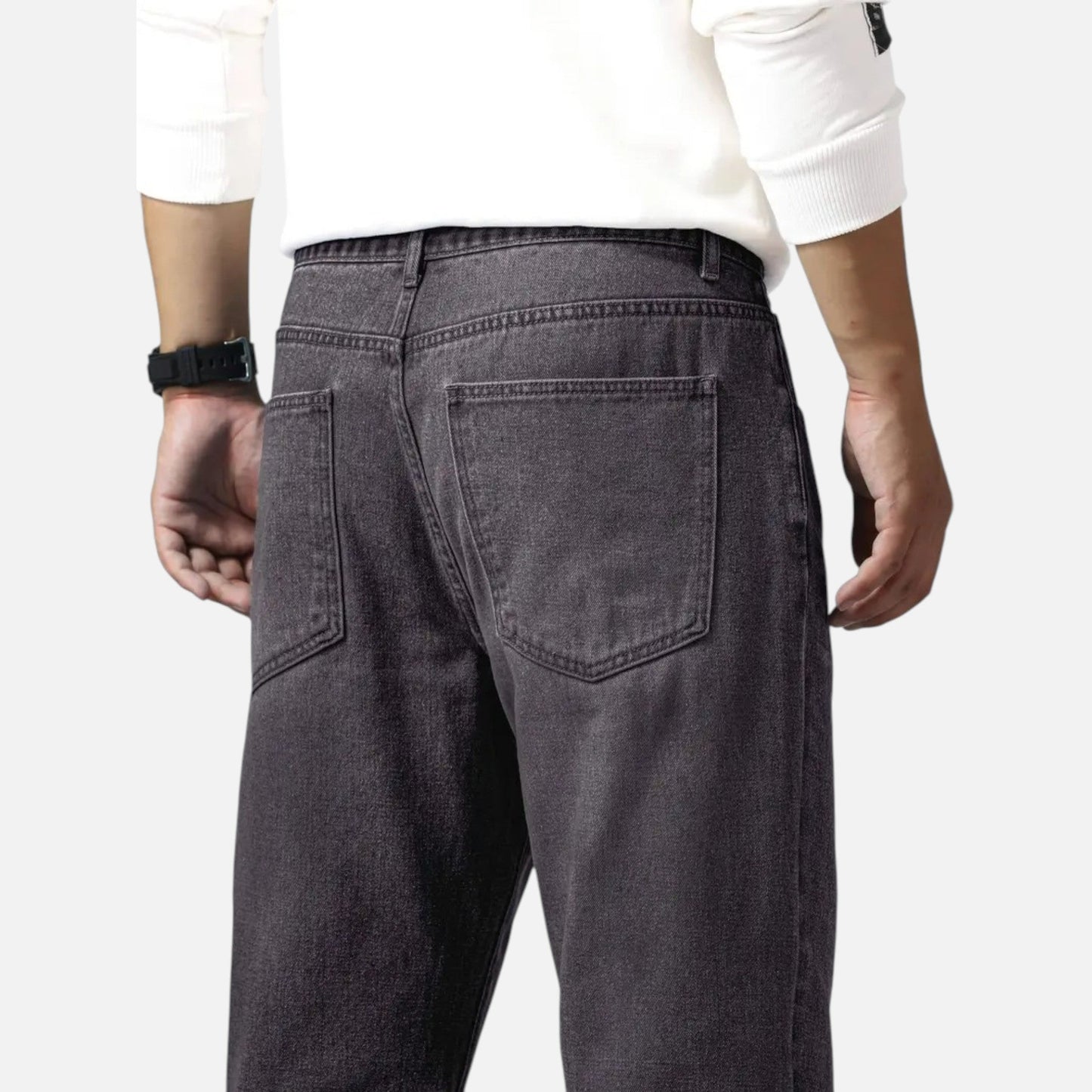 Relaxed straight-leg denim jeans with exposed seams for men | Kellan